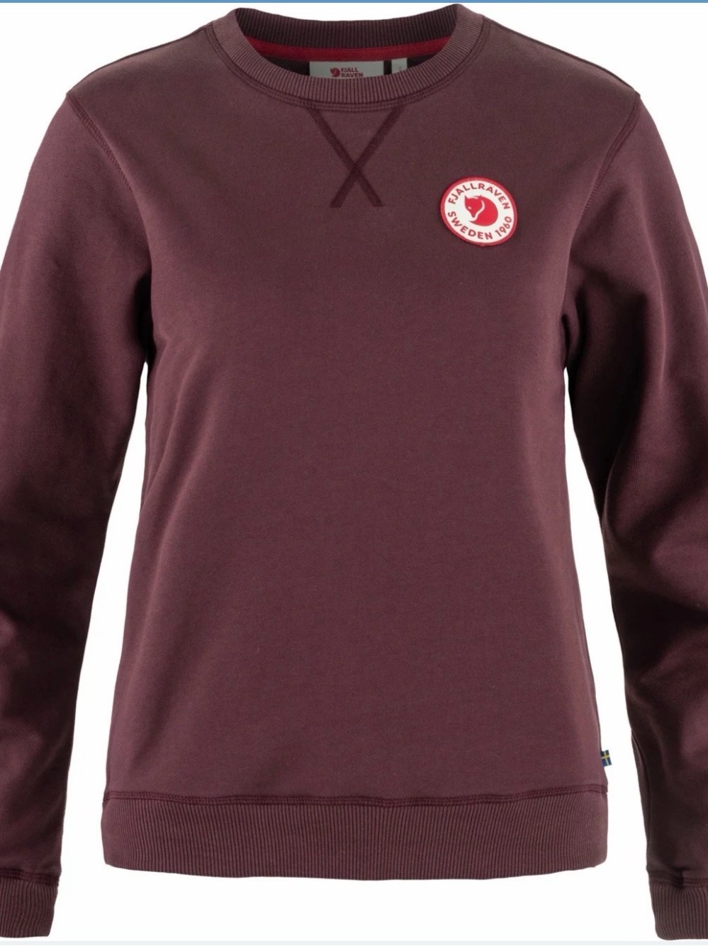 FJÄLLRÄVEN Women's 1960 Logo Badge Sweater  burgundy NWT size small